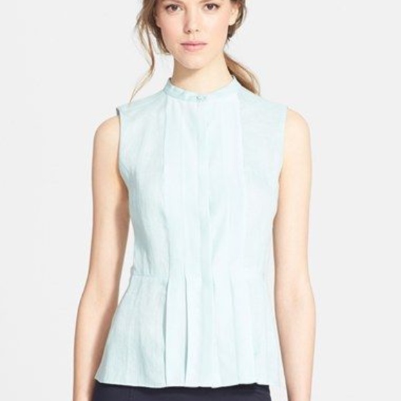 Tory Burch Tops - Tory Burch Pleat Front Linen Shell Sleeveless Top